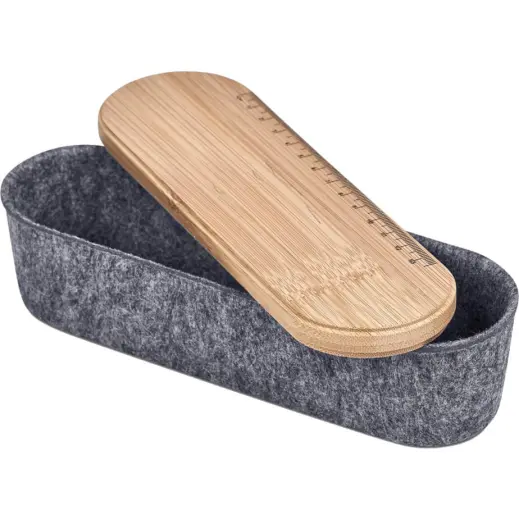 Okiyo Byoga Recycled PET Felt & Bamboo Stationery Case Lid